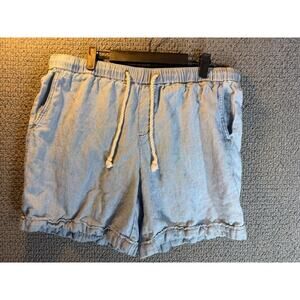 J Jill Cotton Linen Chambray Relaxed Shorts Pull On Cord Drawstring LG Beach